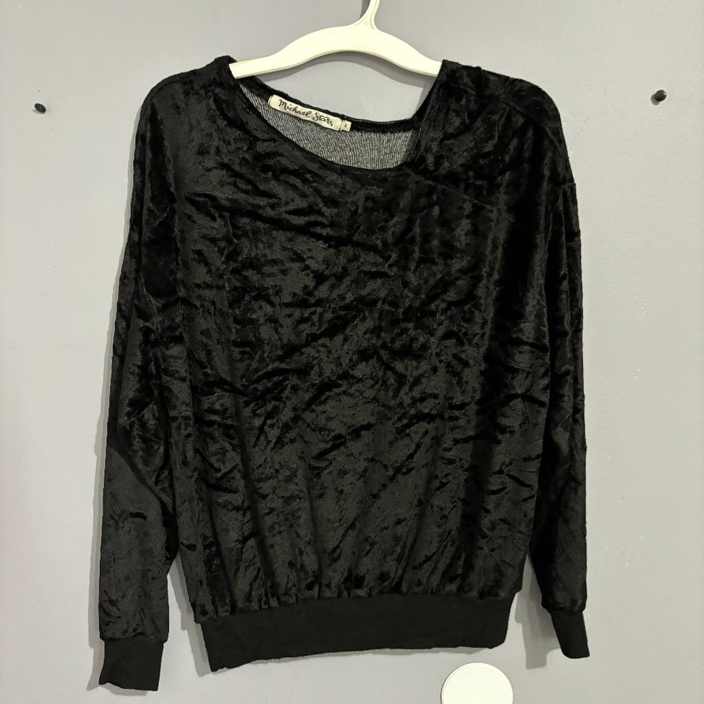 Michael Stars velvet pull over asymmetrical neck line size small